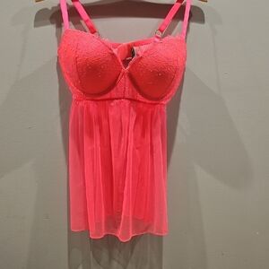 Pink Lace Babydoll Lingerie